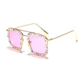 Metal Frame New Fashion Sunglasses square Sunglasses Women Sunglasses with Rhinestones