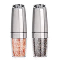 Electric Gravity Salt and Pepper Grinder Set with Adjustable Coarseness Automatic Pepper and Salt Mill Battery Powered Blue LED