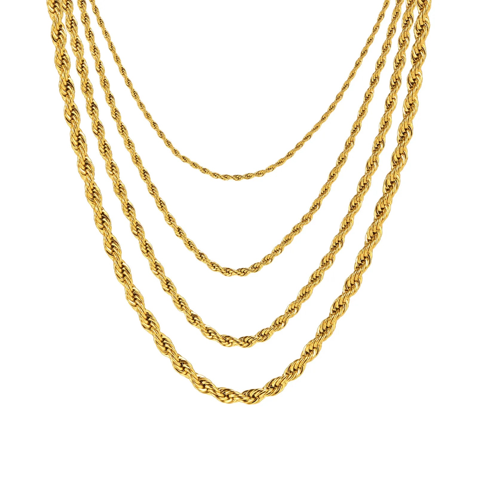 Vnox 2mm/3mm/4mm/5mm Hypoallergenic Lead-free Silver Gold Stainless Steel Chains ChokerMen Women Stackable Rope Chain Necklace