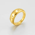 PVD 18K Gold Plated Stainless Steel Jewelry Chunky Dome Rings Star Zircon CZ Stone Waterproof for Women Gifts Ring R244443