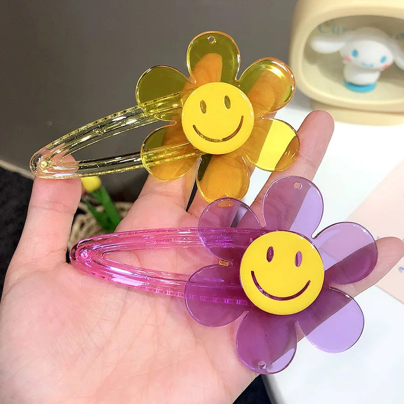 Fashion Custom Korean Girls Hair Jewelry Sunflower Hair Accessories Cute Pins Acrylic Hair Clips