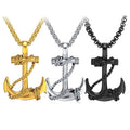 Retro Men's Stainless Steel Navy Mooring Rope Anchor Necklace Caribbean Pirate Gold Tone Anchor Pendant Necklace Metal Crafts