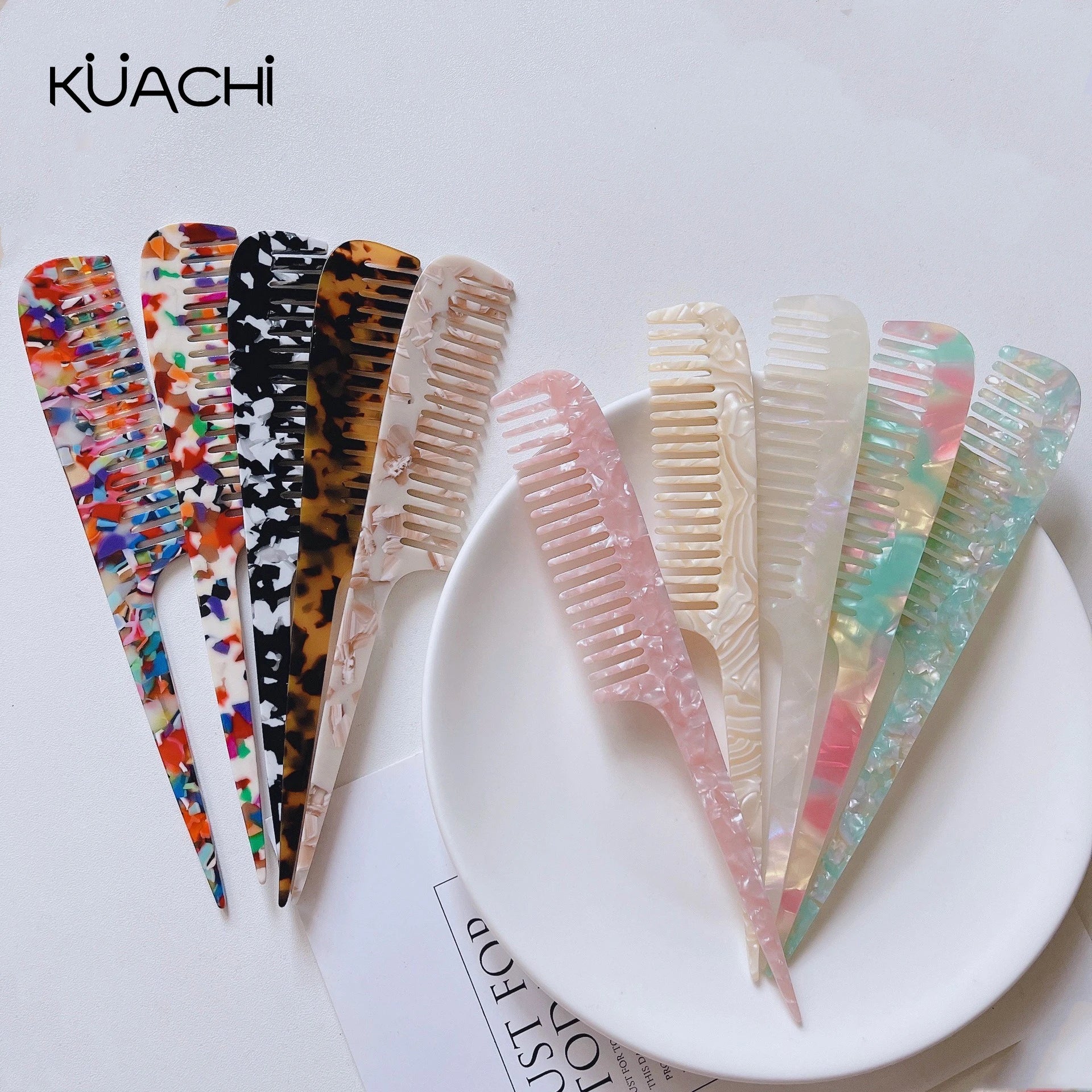 Wholesale Korean Simple Acetate Hair Comb Fashion Long Handle Pointed Tail Parting Comb Anti-Static Wide Tooth Comb