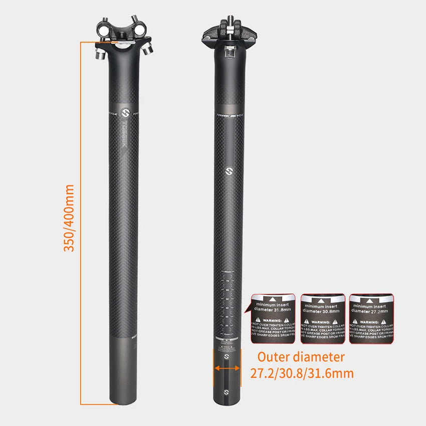 Fast Shipping TOSEEK Black Matte Gloss Carbon Fiber Seatpost for MTB Bicycle 27.2/31.8/31.6mm Bike Accessories Bicycle Parts