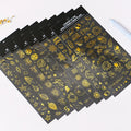 Custom PVC Gold Stamping Tower Space Leaves Snowflake Star Constellations Stickers for Decoration DIY Scrapbook Notebook Diary