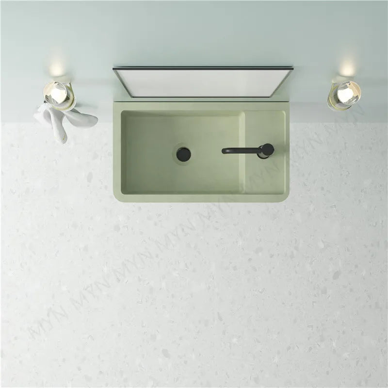MEIYANI Rectangular Shape Wall Hanging Artificial Stone Wash Basin