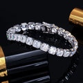 18cm White Gold Plated Square Shiny Cubic Zircon Costume Luxury Fine Jewelry Tennis Bracelets for Women Wedding Bridal Party