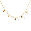 Fashion Ins Minimalist IP Plating Stainless Steel Colorful  Zircon Water Drop Pendant Necklace