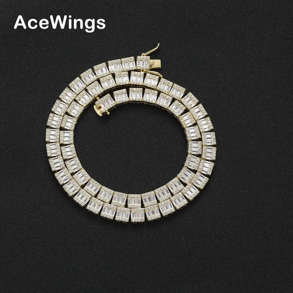 BC028   7mm 16inch  18inch  20inch  Hip Hop Jewelry Brass Setting Zircon Chain Necklace  Iced Out