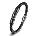 Fashion Jewelry Men Bead Leather Bracelet Bangle Charm Stainless Steel Bracelet