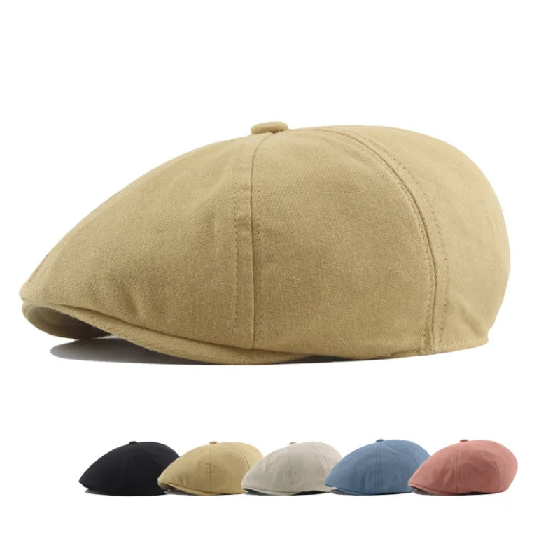 Wholesale Cheap Autumn Winter Women Octagonal Flat Beret Newsboy Cap Checked Beret Painter Hats
