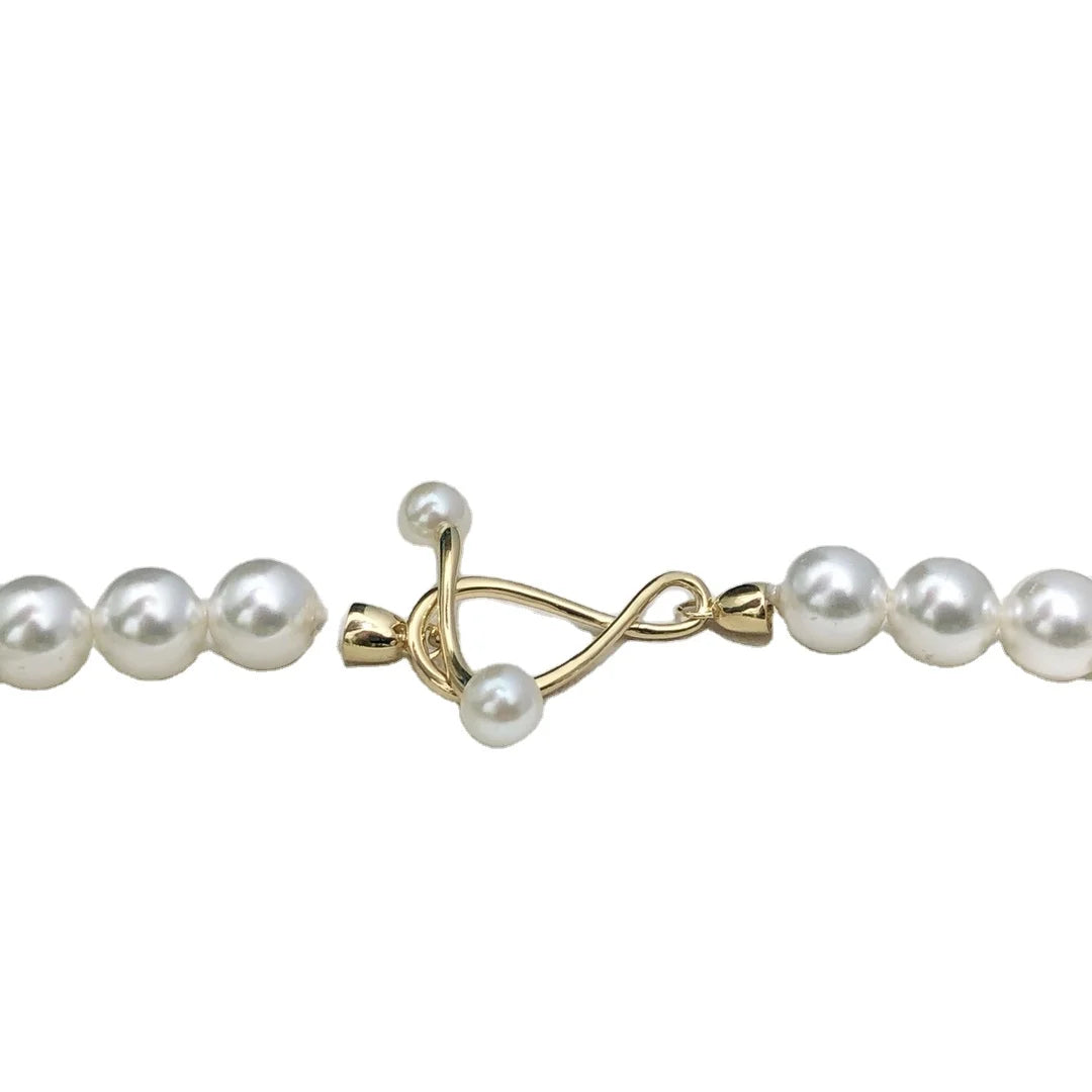Real 18k Gold Clasp Pearl Necklace  Jewelry Style Luxury 750 Gold Diamond Real Pearl Pendant Necklace Clasps