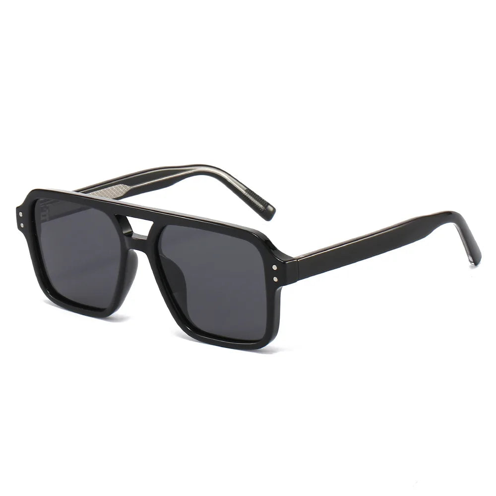 2026Private Label Custom Logo Men Women Square Shade Double Bridge Thick Black Yellow Gradient Female Square Sun Glasses