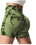 New Style High Waisted Yoga Scrunch Butt Fitness Leggings 90% Nylon 10% Spandex Shorts Tie Dye Print Elastic Waist for Women