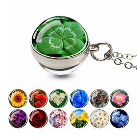 Cute Flower Crystal 20MM Ball Pendant Silver Zinc Alloy Necklace with Claw Setting New Design Wedding Jewelry for Women