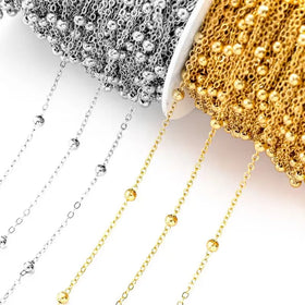 1 Metres/strip KC Gold/Rhodium Plated Bead Chain Metal Chain for Jewelry Making DIY Necklace Chains Foot Chain Accessories Y9