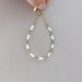 Handmade Summer Beach 18K Gold Plated Stainless Steel Bracelets Freshwater Baroque Pearl With Natural Aventurine Stone Jewelry