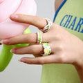 Trendy Open Ring for Women Ins Y2K Jewelry with Colorful Handmade Oil Drop Hollow Out Irregular Enamel Cute Style Made of Brass