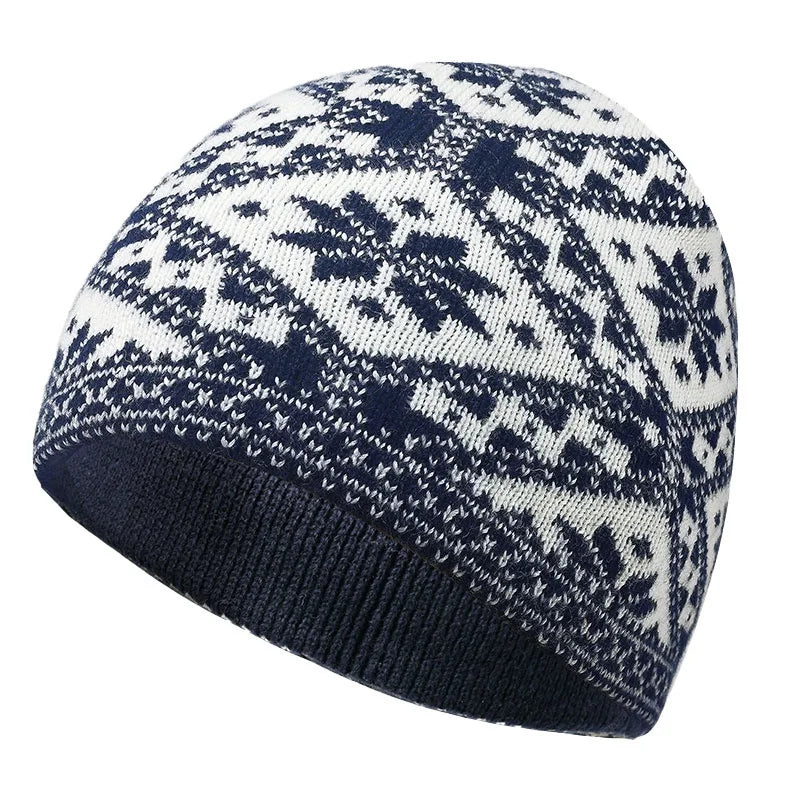 New Slouchy Chunky Knitted Designer Inspired Australian Wool Men's Hats with Bouncy Custom Made Adult Jacquard Beanie for Beach