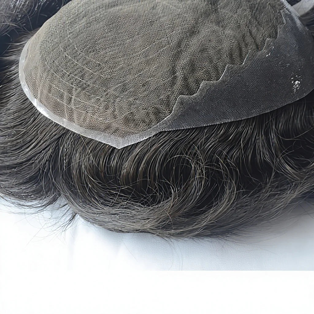 Q6 Lace Front Toupee Indian Remy Hair 6inches Natural Hairline 110%-130% Density Soft Smooth Natural Looking Men's Hairpiece