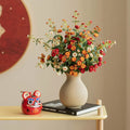 High-End Luxury Ceramic Vase Multi-Headed Rose Design Popular Big Belly Bottle for Living Room Bedroom