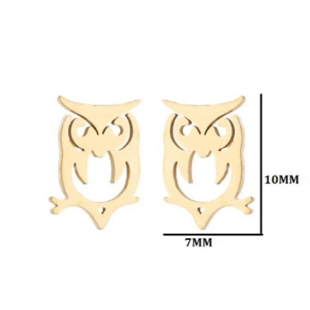 Wholesale Tiny Coconut Owl Charm Stainless Steel Stud Earrings Jewelry Earring Women Earrings Supplier