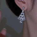 Rinhoo Shiny Zircon Christmas Tree Stud Earrings for Women Full Rhinestone Snowflake Earring Fashion Wedding Jewelry Gift