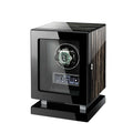 MINEESI Luxury Wood Automatic Watch Winder 1 Slot Mechanical Design Fingerprint Touch Screen Control Interior Backlight Watch