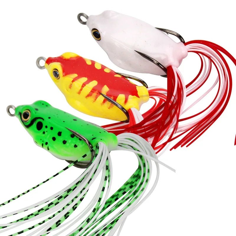 GUOSONG New OEM 4g5g8g Realistic 3D Rubber Soft Frog Fishing Lures Snakeheaded Fish Surface Soft Frog Lure