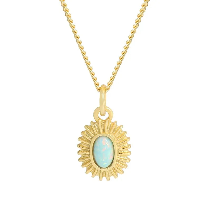 Melynn Engraving Opal Necklace Opal Necklace 925 Sterling Silver 18k Gold Plated Necklaces for Women Wholesale Jewelry