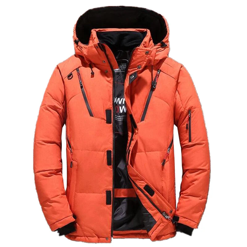 Mens White Duck Down Thick Jackets Winter Warmed Detachable Down Coat