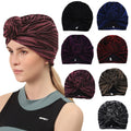 QINGYAN Head Turbans Cap Bonnet Winter Warm Headwear Casual Knot Muslim Twill Turban Bonnet Cap Beanie Hats