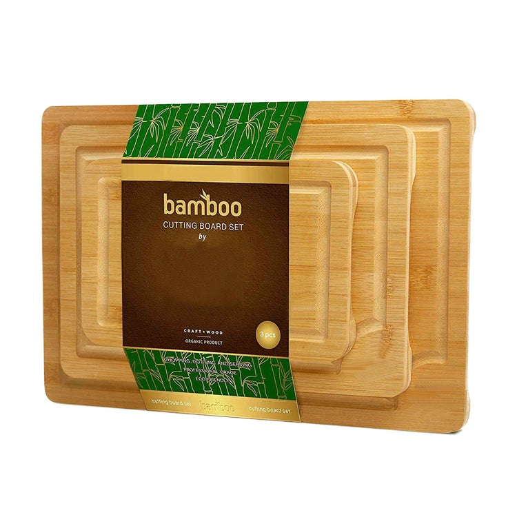 Wholesale BAMSEN Rectangle Bamboo Cutting Board 1.5cm Thick Customizable Size & Logo Kitchen Chopping Block