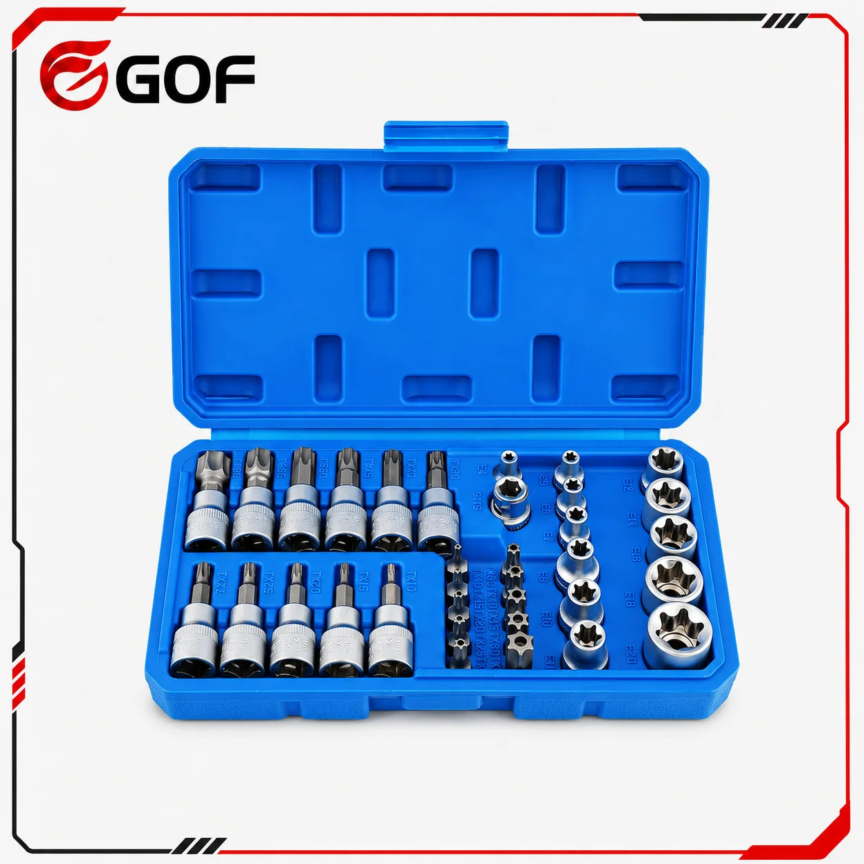 34pcs CR-V Press Socket Set 5/16"F 3/8"M Adapter Bits Star E Screwdriver Torx Bits Drill Holes Hand Auto Repair Hard Case