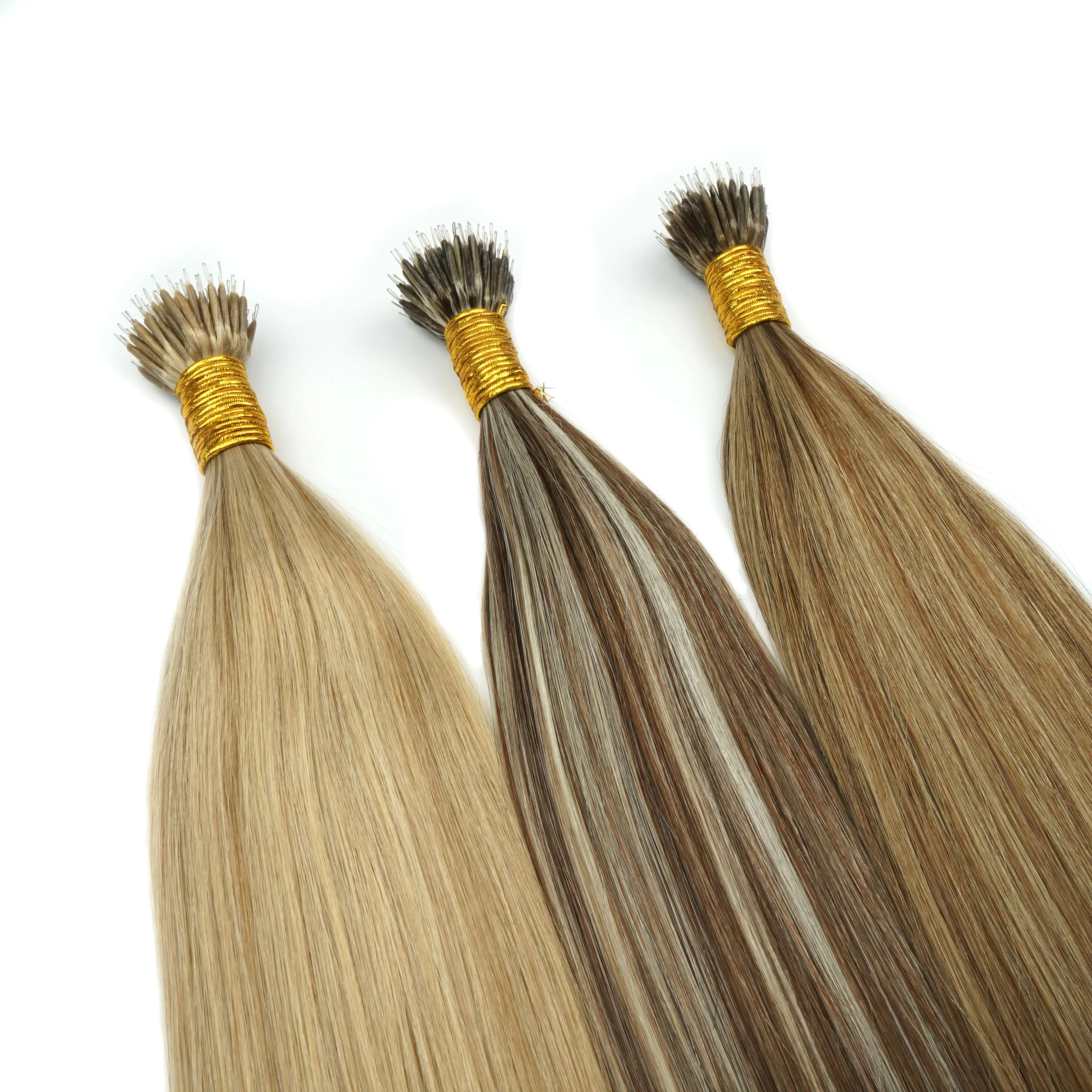 Luxury Double Drawn High Quality Remy Russian Nano Ring 100% Human Hair Extensions Full Cuticles No Shedding No Tangle