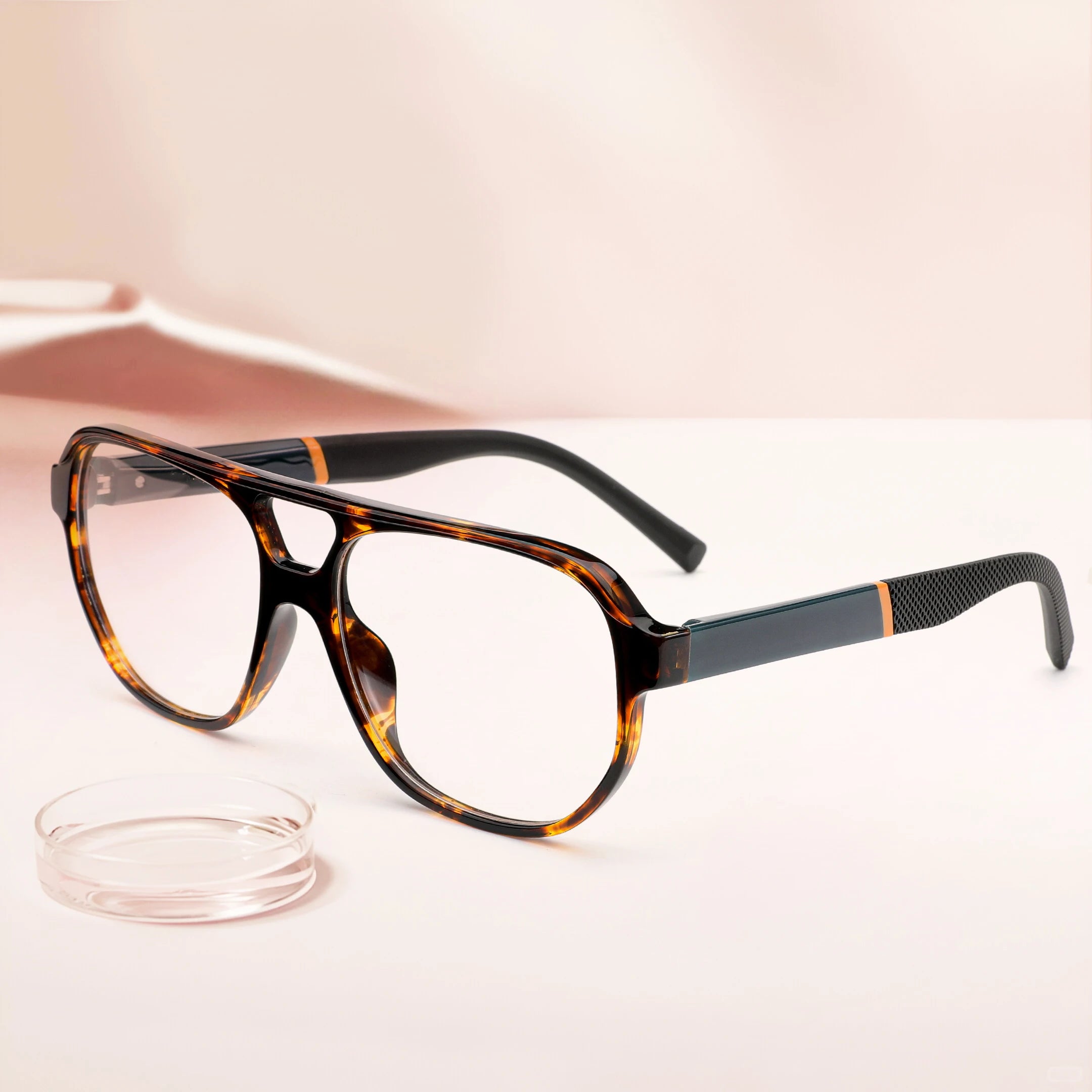 Vintage Retro 70s TR90 Acetate Eyeglasses Blue Light Double Bridge Optics Glasses for Women and Men Classic Spectacle Frames