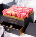 Luxury Elegant Acrylic Magic Hot Stamping Square Portable Surprise Flower Arrangement Double Door Drawer Packaging Gift Box