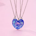 3pcs/Set Best Friend Necklace Magnetic Sprinkle in Heart Pendant Necklace Children's Dolphin Shell Drip Oil Necklace Set