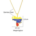 BINSHUO Wholesale Custom Stainless Steel Jewelry Drop Oil Venezuela Nation Map Flag Men Pendant Charm Couples Necklace for Women