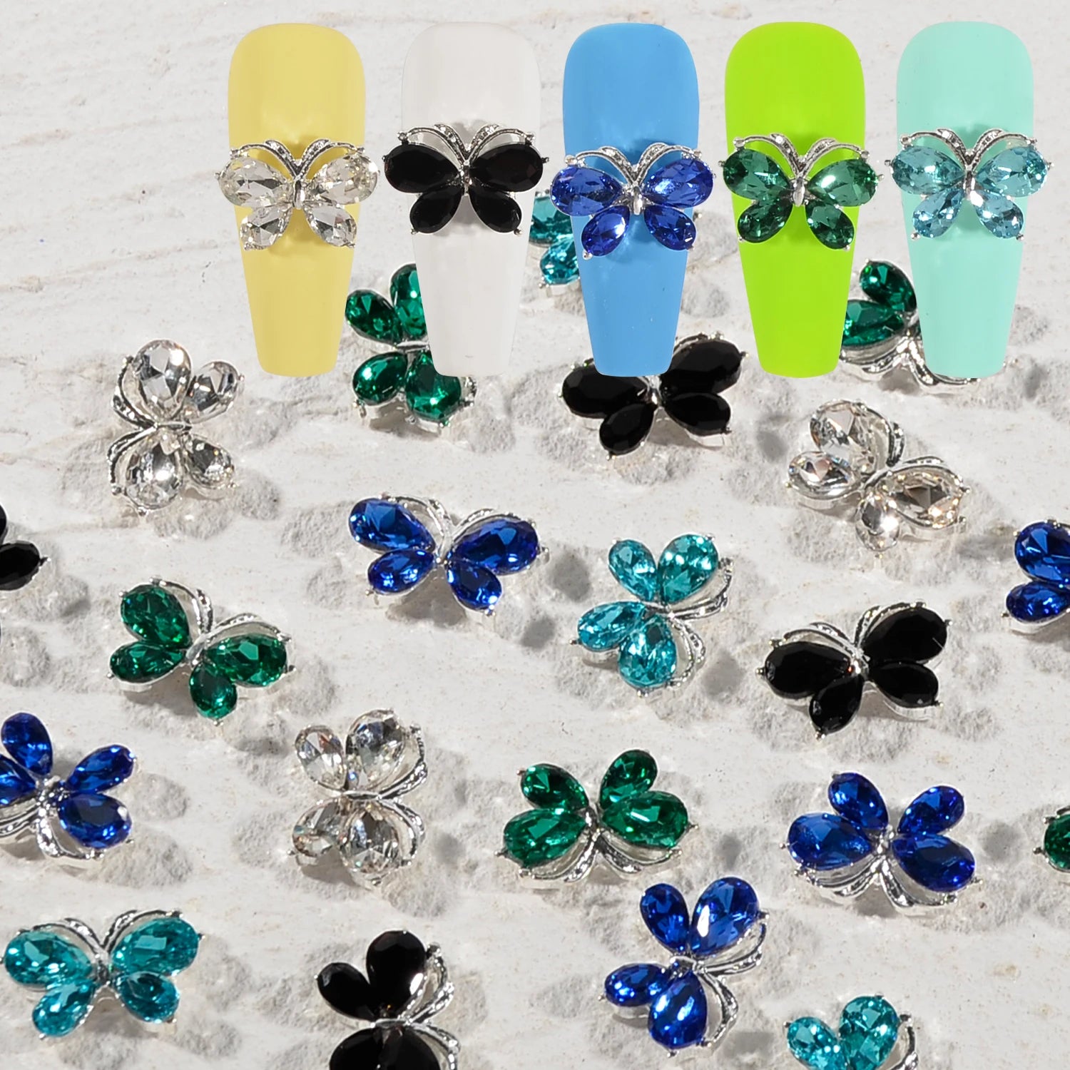 New Design Manicure Supplies Butterfly Full Rhinestone 3D DIY Art Charms for Nail Accessories