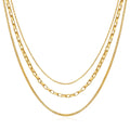 Fashion Waterproof 18K Real Gold Plated Three Layer Link Chain Necklace Non Tarnish Stainless Steel Box Chain Necklaces YF3406