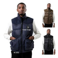 Men's Puffer Vest 20D Nylon Soft Light Contrast Color Waistcoat Stitching Water Resistance Sleeveless Jacket