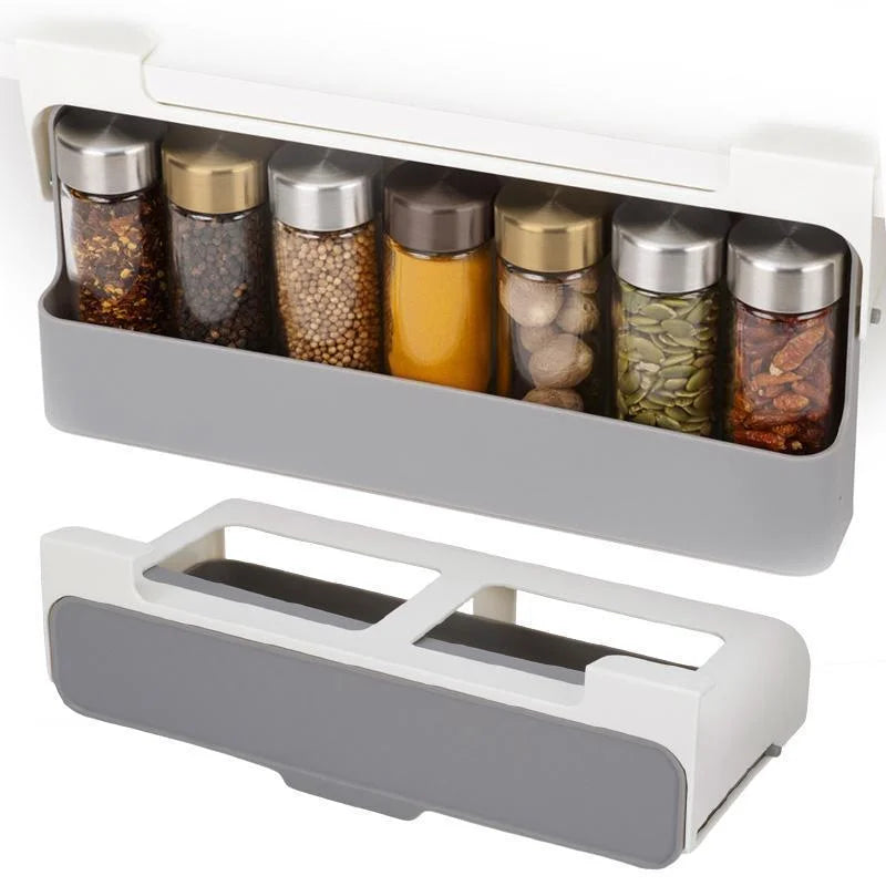 Household Kitchen Spice Storage Rack Organizer Set Turntable Rotating Spice Jar Organizer Drawer with Glass Hot Sell