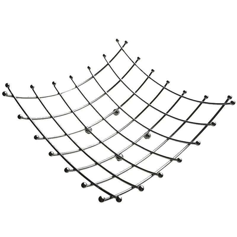 French Retro Metal Grid Fruit Basket Ins Simple Living Room Porch Decorative Plate Hollow Creative Storage Basket