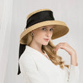 X1005 Lady Straw Flat Top Wide Brim Adult Travel Vacation Sun Visor Beach Screen Caps Sun Hats