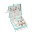 Medium to Large Luxury Blue Leather Travel Jewelry Box Organizer Wedding Set Jewelry Boxes Carrying Case for Women