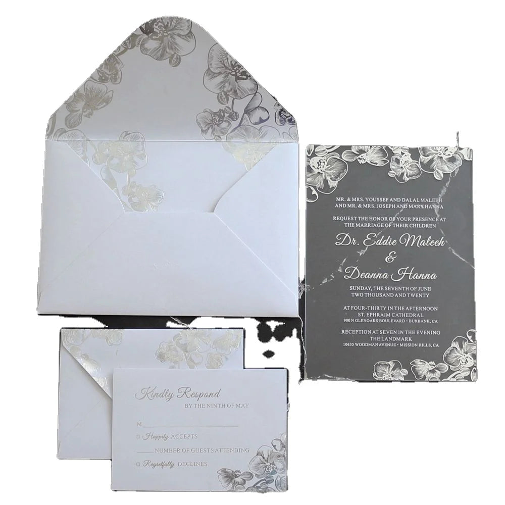 Elegant Custom Design Transparent Acrylic Europe Style Wedding Invitations Cards with Envelope