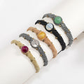 New Arrival Ethnic Hand Woven Braided Macrame Jewelry Natural Gemstone Beads Ball-Shaped Bracelets Adjustable String with Gift