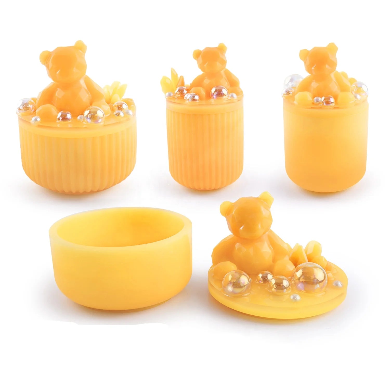 2 Size Storage Jar Mold Round Candle Cup Silicone Mold with Lid for Plaster Resin