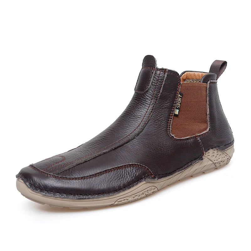Accept OEM Service Custom LOGO Pure Genuine Leather Hand Made Loafer Middle Top Men Octopus Shoes